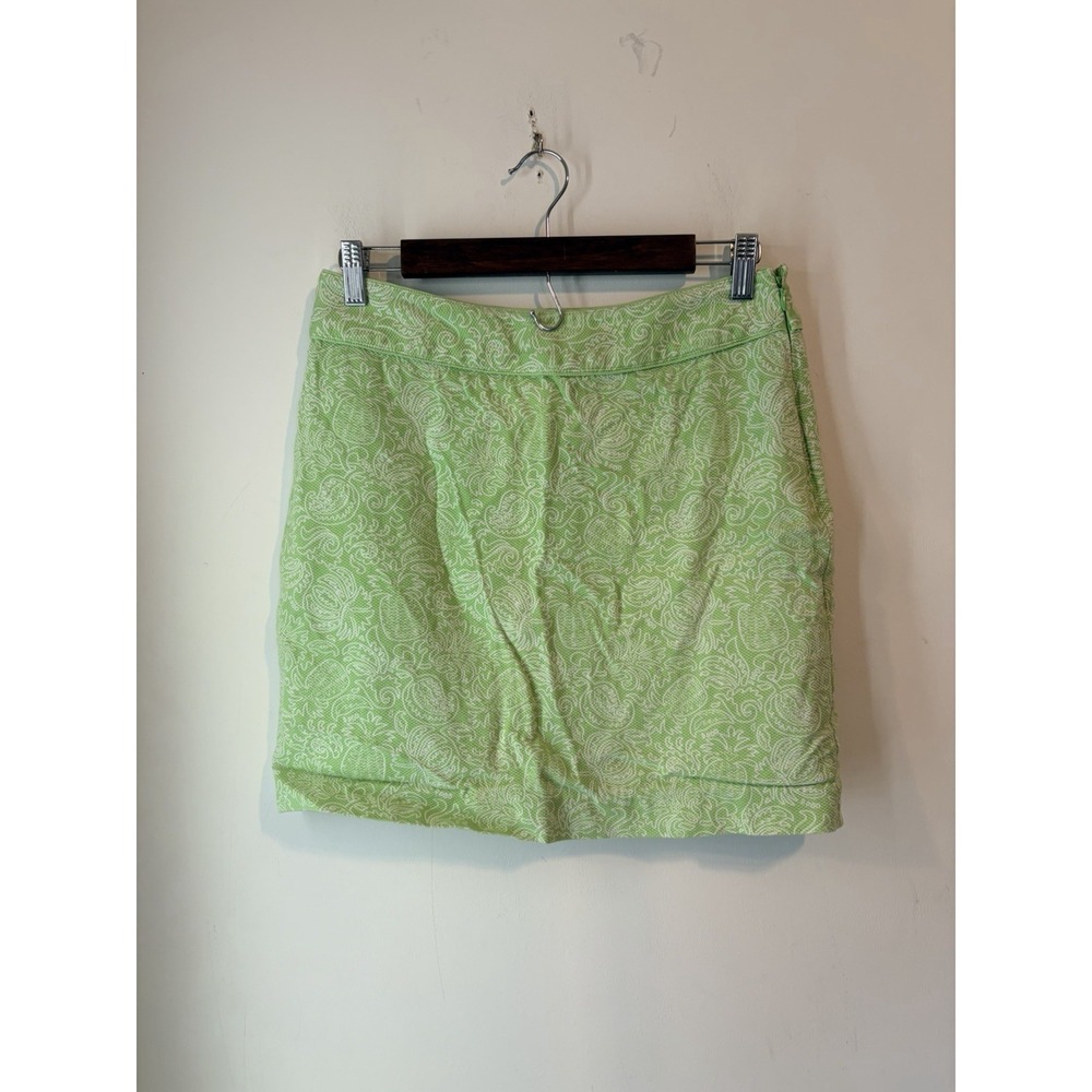 Vineyard Vines‎ Green Paisley A Line Skirt Mini Size 4 Stretch Pineapple Lined